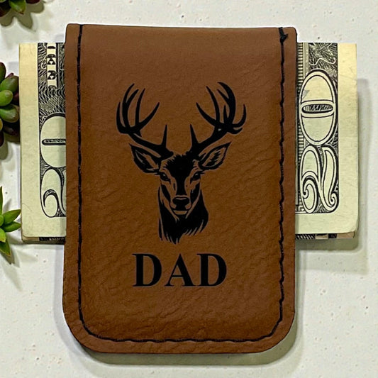 Laser Engraved Leatherette Money Clips