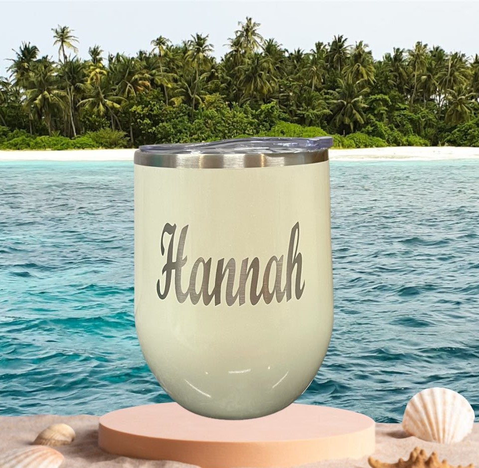 12oz Personalized Laser Engraved  Stainless Steel WineTumbler, Custom Wine Beverage Cup