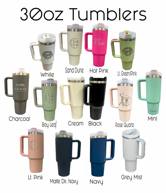 30oz Stainless Steel  Tumbler with Handle, Personalized Large Insulated Tumbler