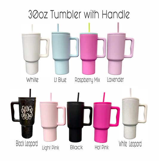 30oz Stainless Steel Trek Style Dupe Tumbler with Handle, Personalized Large Insulated Tumbler