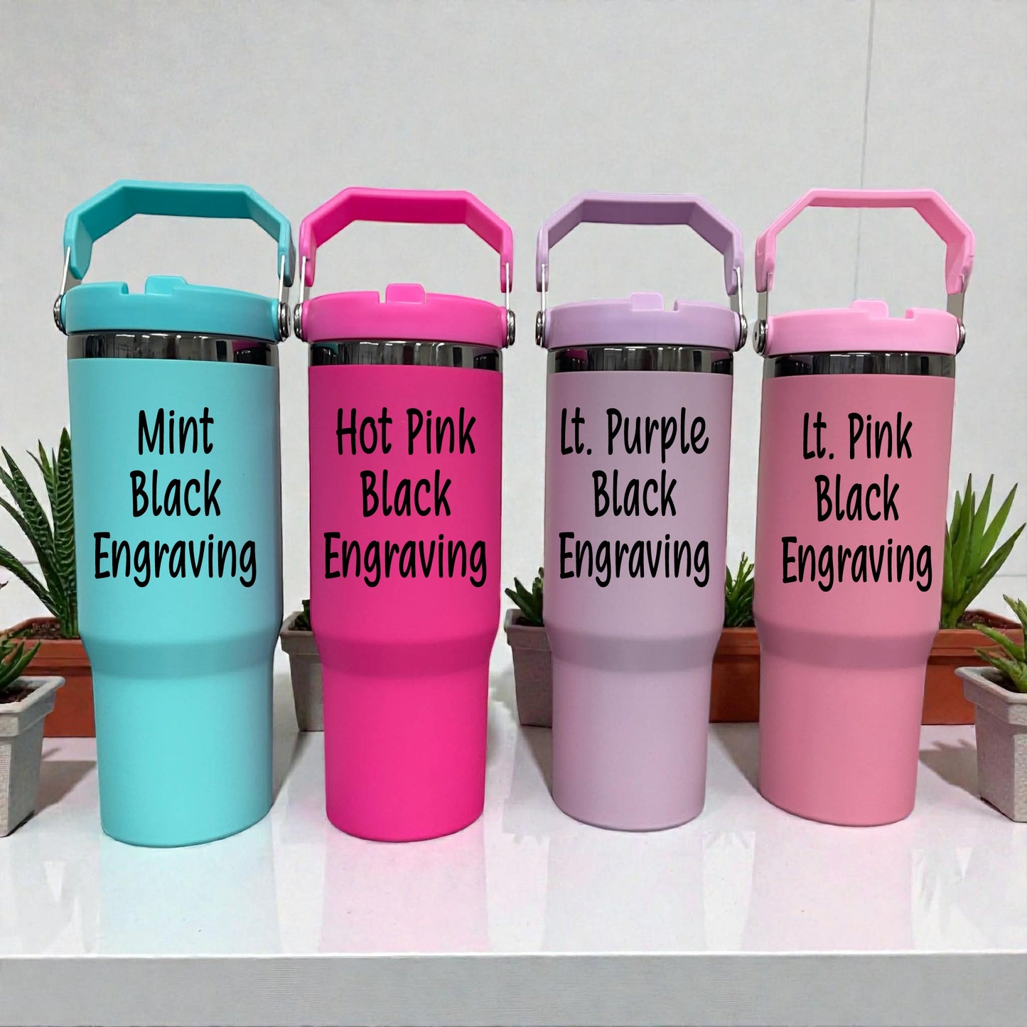 Personalized 30oz Insulated Tumbler, with Flip Straw  Laser Engraved Water Bottle Tumbler