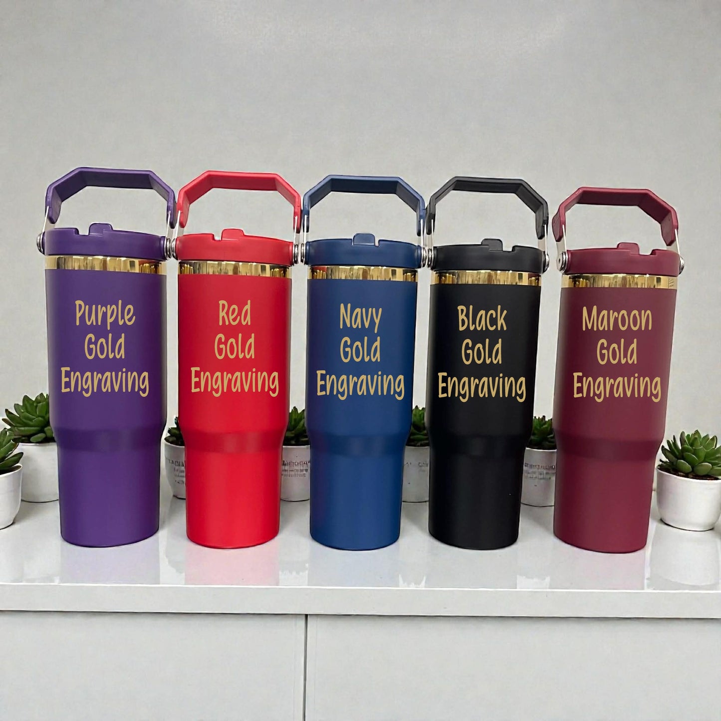 Personalized 30oz Insulated Tumbler, with Flip Straw  Laser Engraved Water Bottle Tumbler