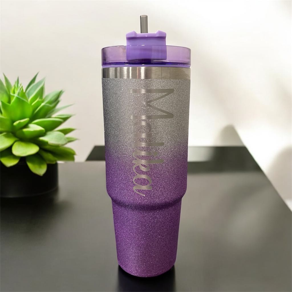 30oz Personalized Laser Engraved Stainless Steel Glitter Tumbler – Wild  About Me
