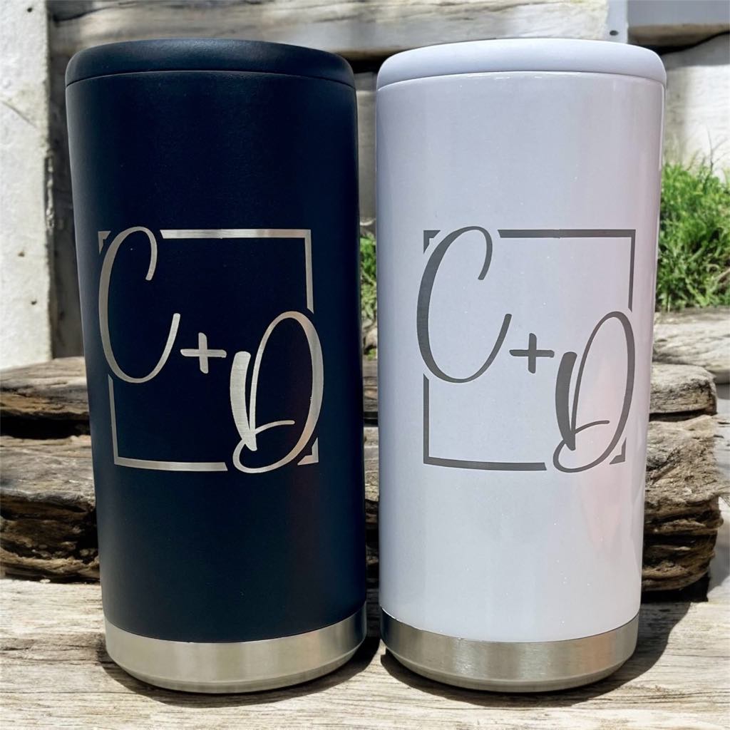 Personalized Laser Engraved Slim Stainless Steel Can Cooler for Seltzer, Energy Drinks and Skinny Beer Cans