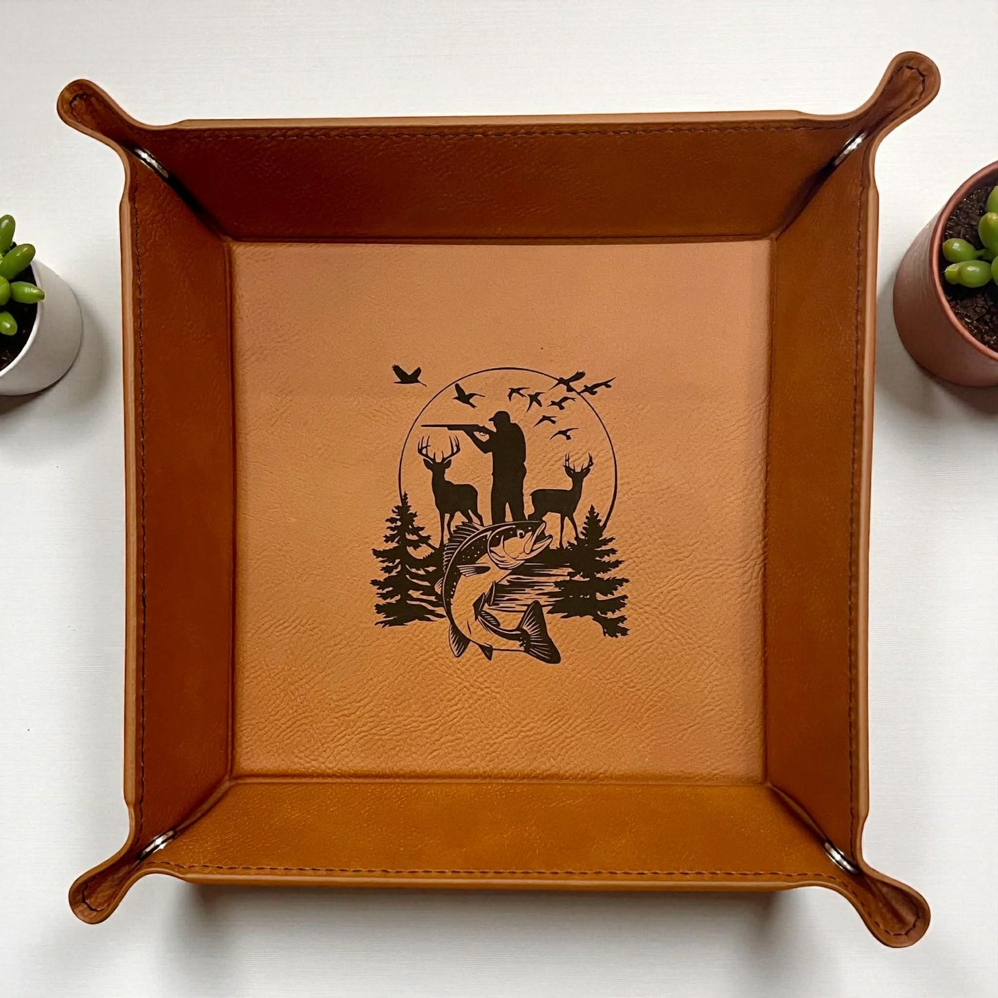 Personalized Laser Engraved  Catchall Leatherette Nightstand or Desk Tray - Valet Tray