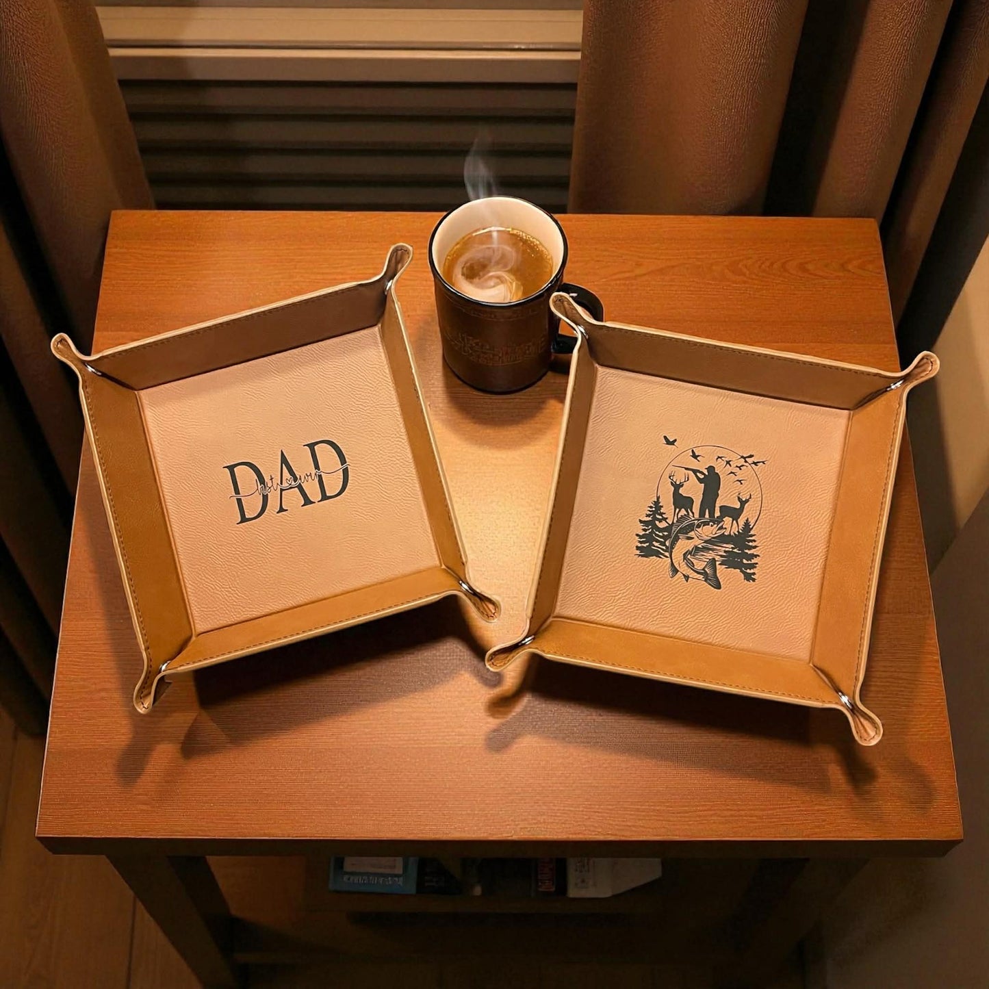 Personalized Laser Engraved  Catchall Leatherette Nightstand or Desk Tray - Valet Tray