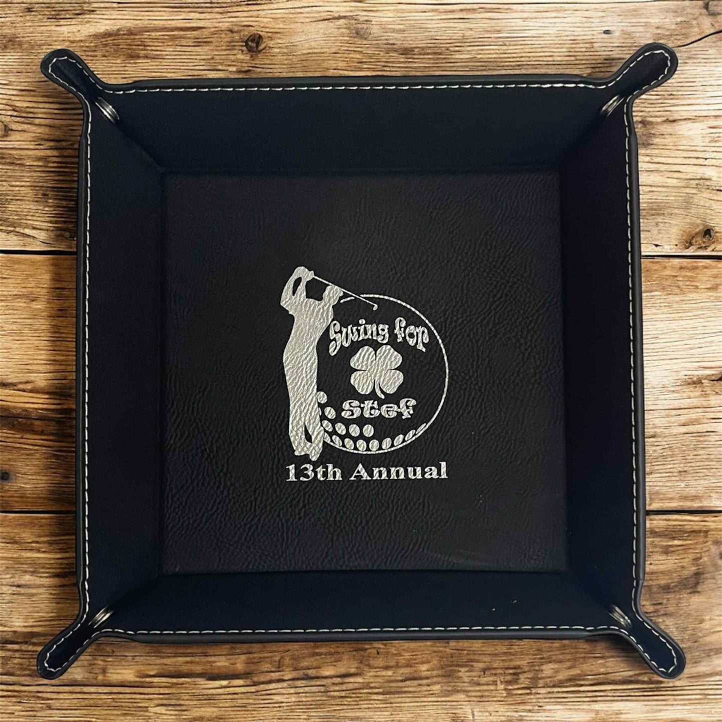 Personalized Laser Engraved  Catchall Leatherette Nightstand or Desk Tray - Valet Tray