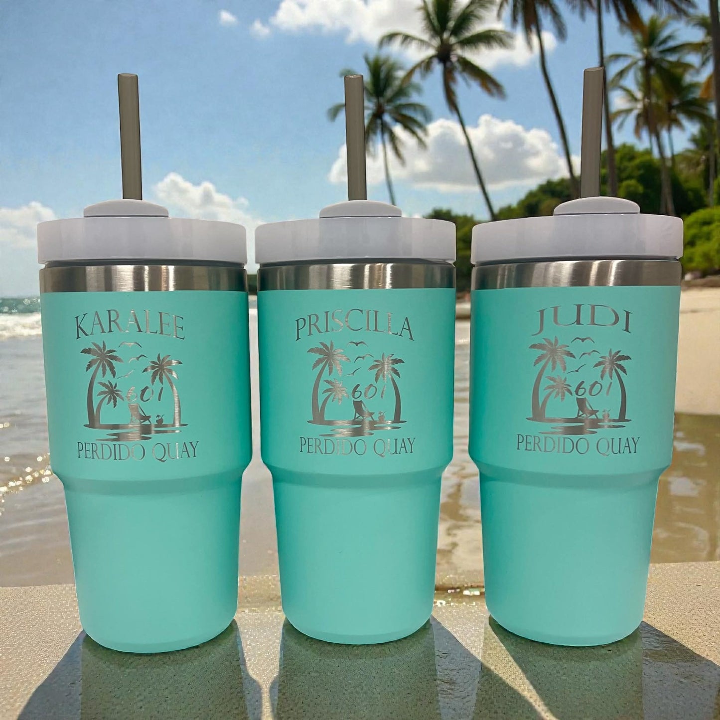 20oz Personalized Laser Engraved Stainless Steel Cup with Flip Straw and Regular Lid
