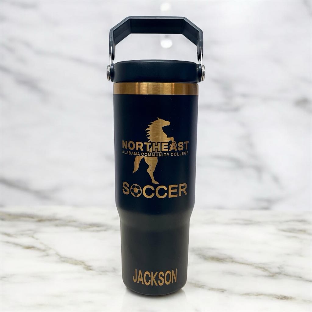 Personalized 30oz Insulated Tumbler, with Flip Straw  Laser Engraved Water Bottle Tumbler