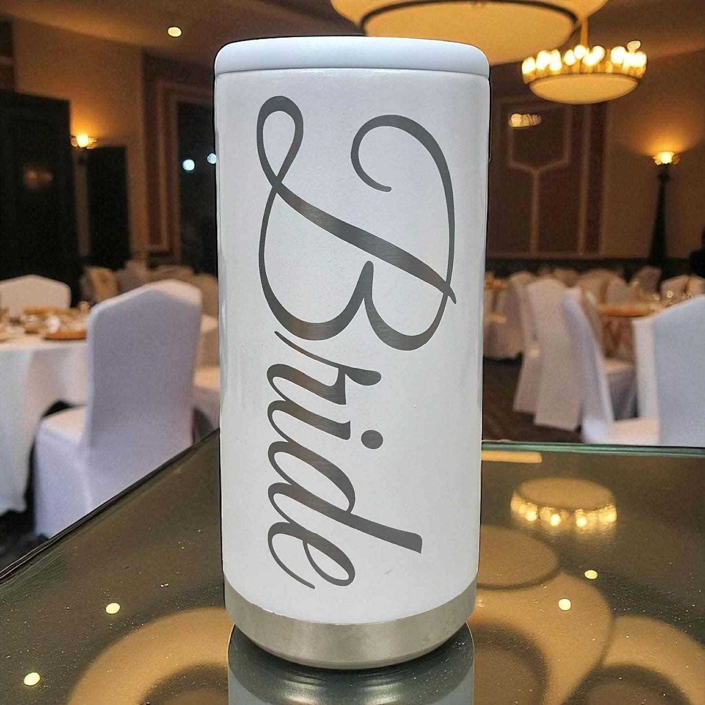 Personalized Laser Engraved Slim Stainless Steel Can Cooler for Seltzer, Energy Drinks and Skinny Beer Cans