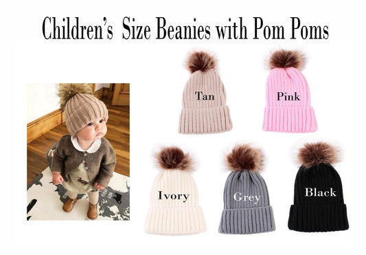 Kids Pom Pom Knitted Beanie with Pom