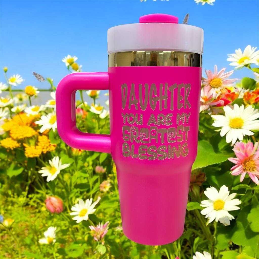 14oz Personalized Laser Engraved Kids Stainless Steel Tumbler with Handle