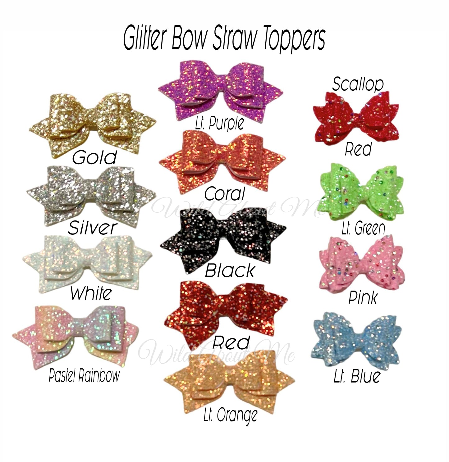 Glitter Bow Straw Topper