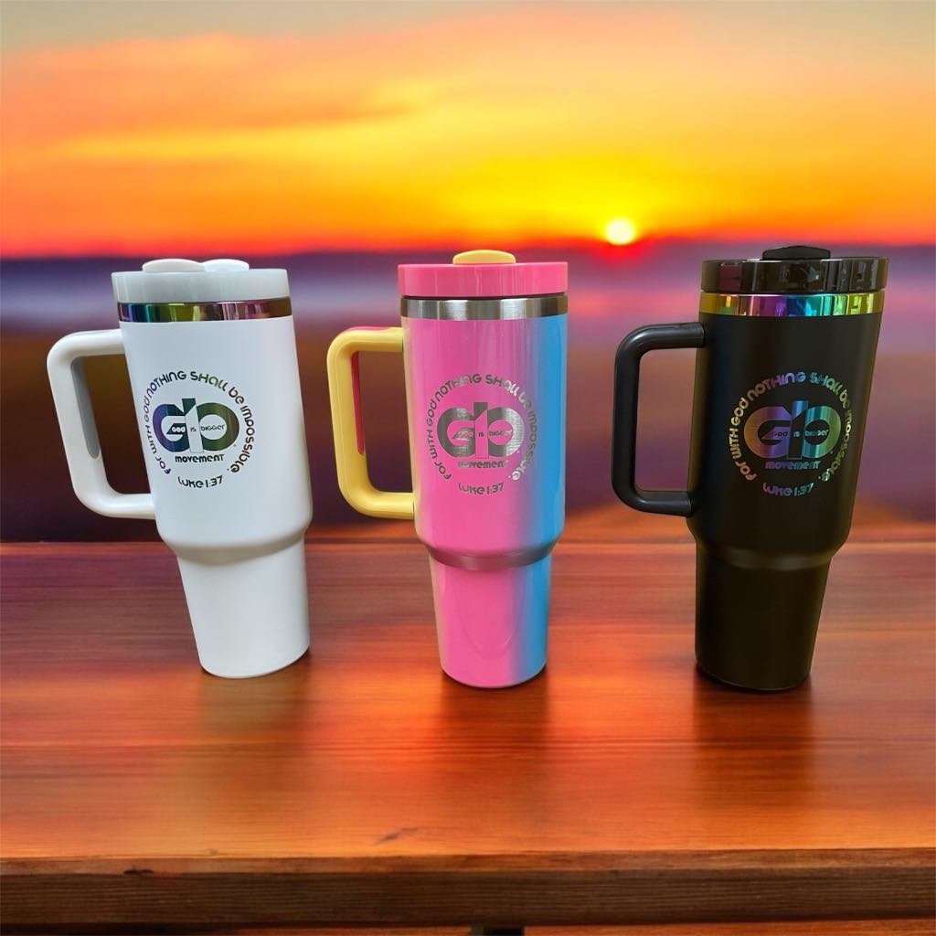 40oz Personalized Stainless Steel Ombre, Leopard, Fairyland Patterned Tumbler with Handle