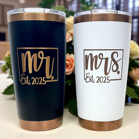 20oz Personalized Laser Engraved  Stainless Steel Tumblers, Gold and Copper Plated