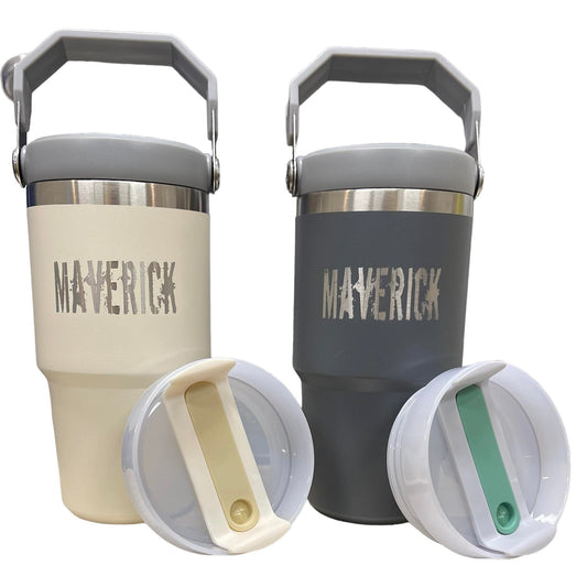 20oz Stainless Steel Cup with Flip Straw and Regular Lid