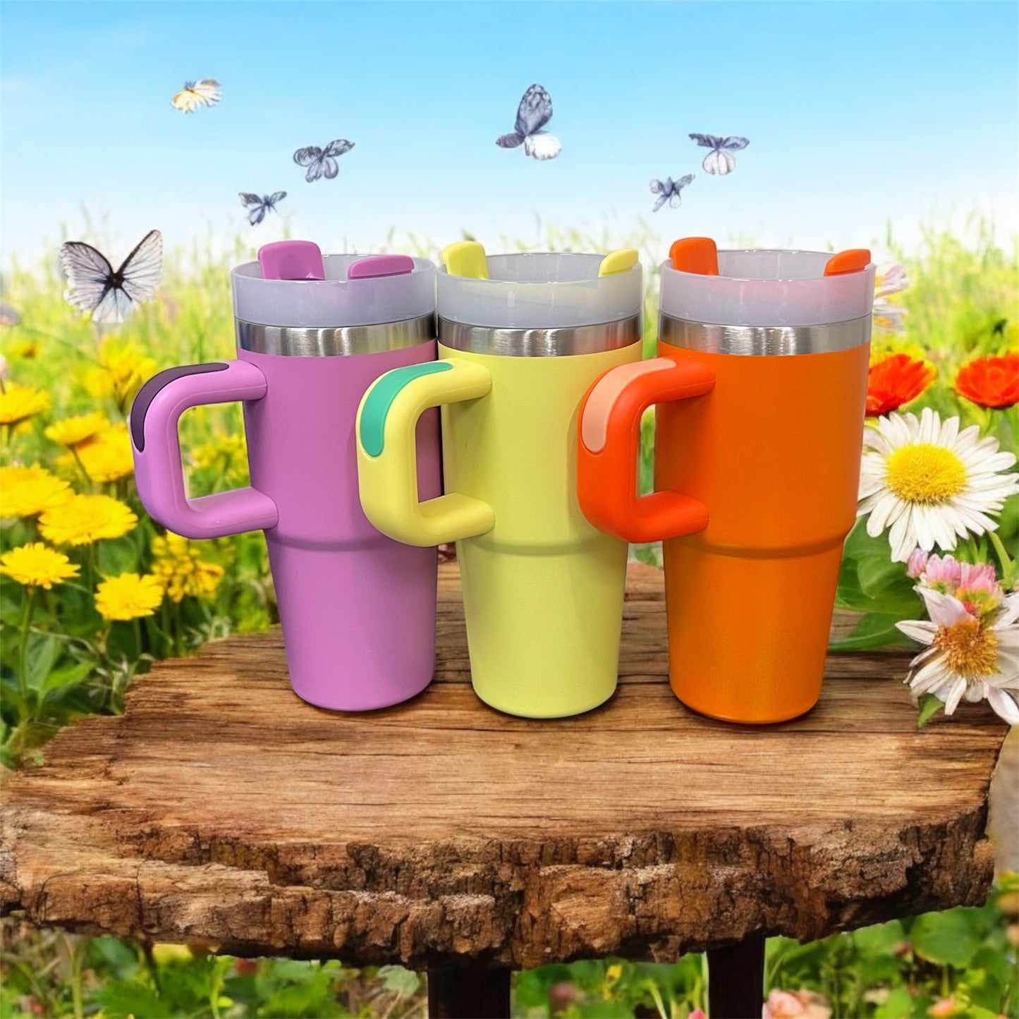 14oz Personalized Laser Engraved Kids Stainless Steel Tumbler with Handle