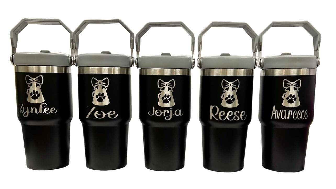 20oz Stainless Steel Cup with Two lids, Flip Straw and Regular Lid with Straw,  Personalized, Laser Engraved insulated Tumbler