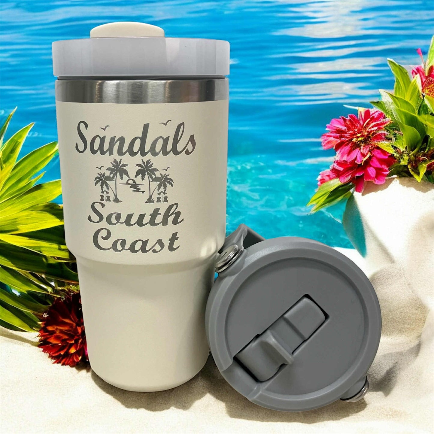 20oz Personalized Laser Engraved Stainless Steel Cup with Flip Straw and Regular Lid