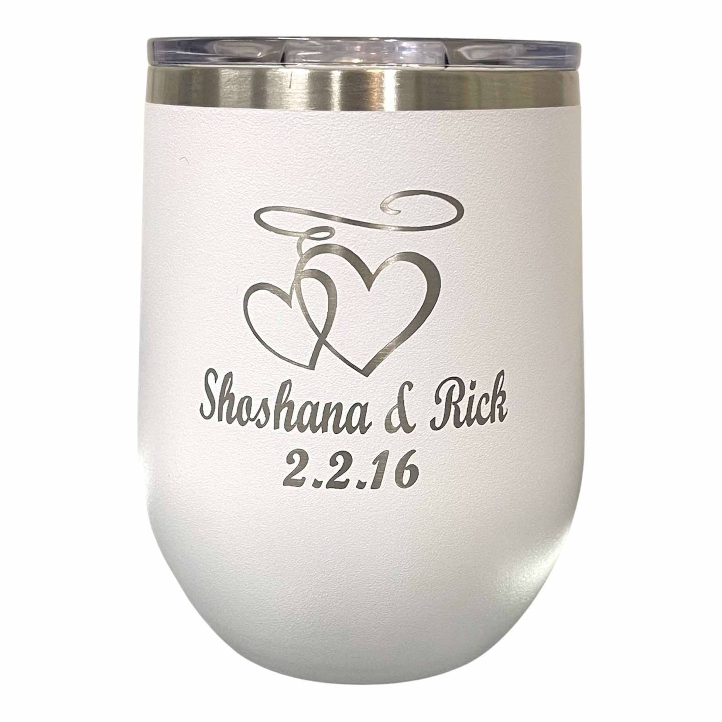 12oz Personalized Laser Engraved  Stainless Steel WineTumbler, Custom Wine Beverage Cup