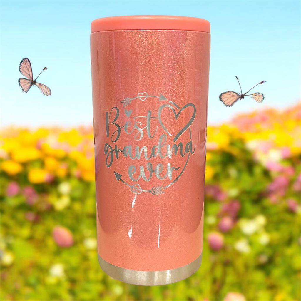 Personalized Laser Engraved Slim Stainless Steel Can Cooler for Seltzer, Energy Drinks and Skinny Beer Cans