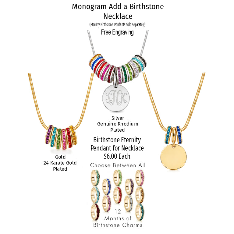 Monogram Add a Birthstone Charm Necklace