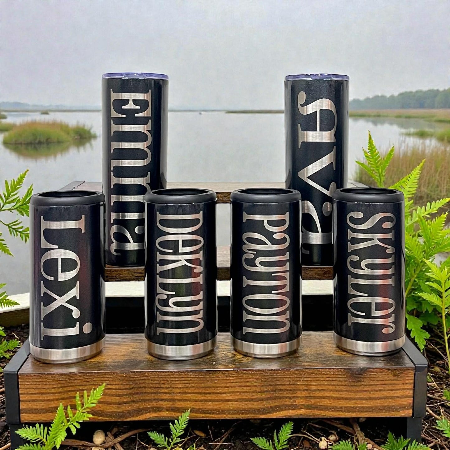 Personalized Laser Engraved Slim Stainless Steel Can Cooler for Seltzer, Energy Drinks and Skinny Beer Cans
