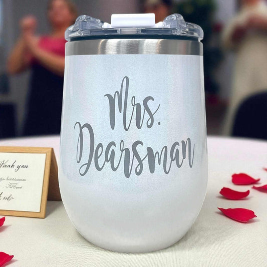12oz Personalized Laser Engraved  Stainless Steel WineTumbler, Custom Wine Beverage Cup