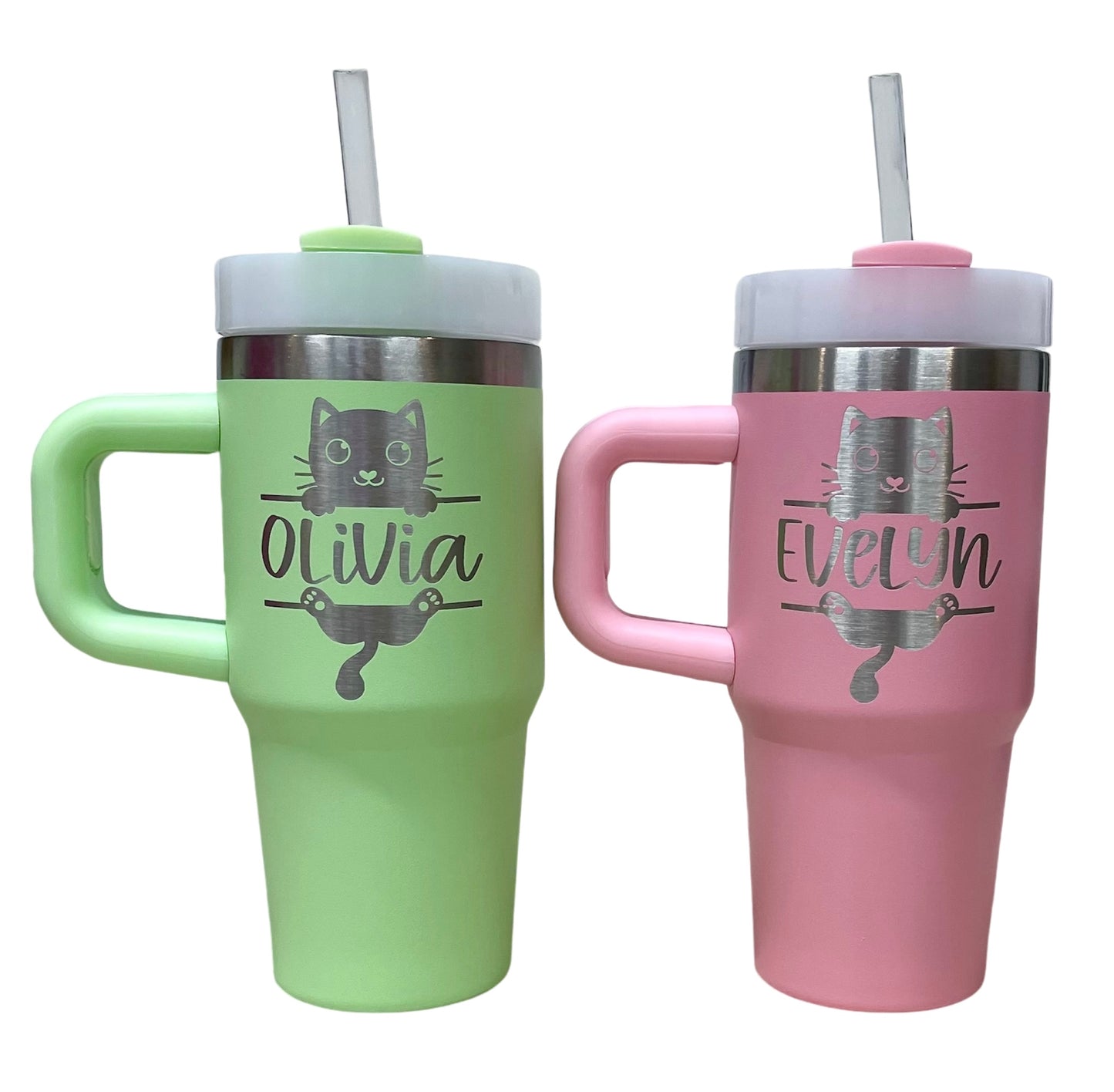 14oz Personalized Laser Engraved Kids Stainless Steel Tumbler with Handle