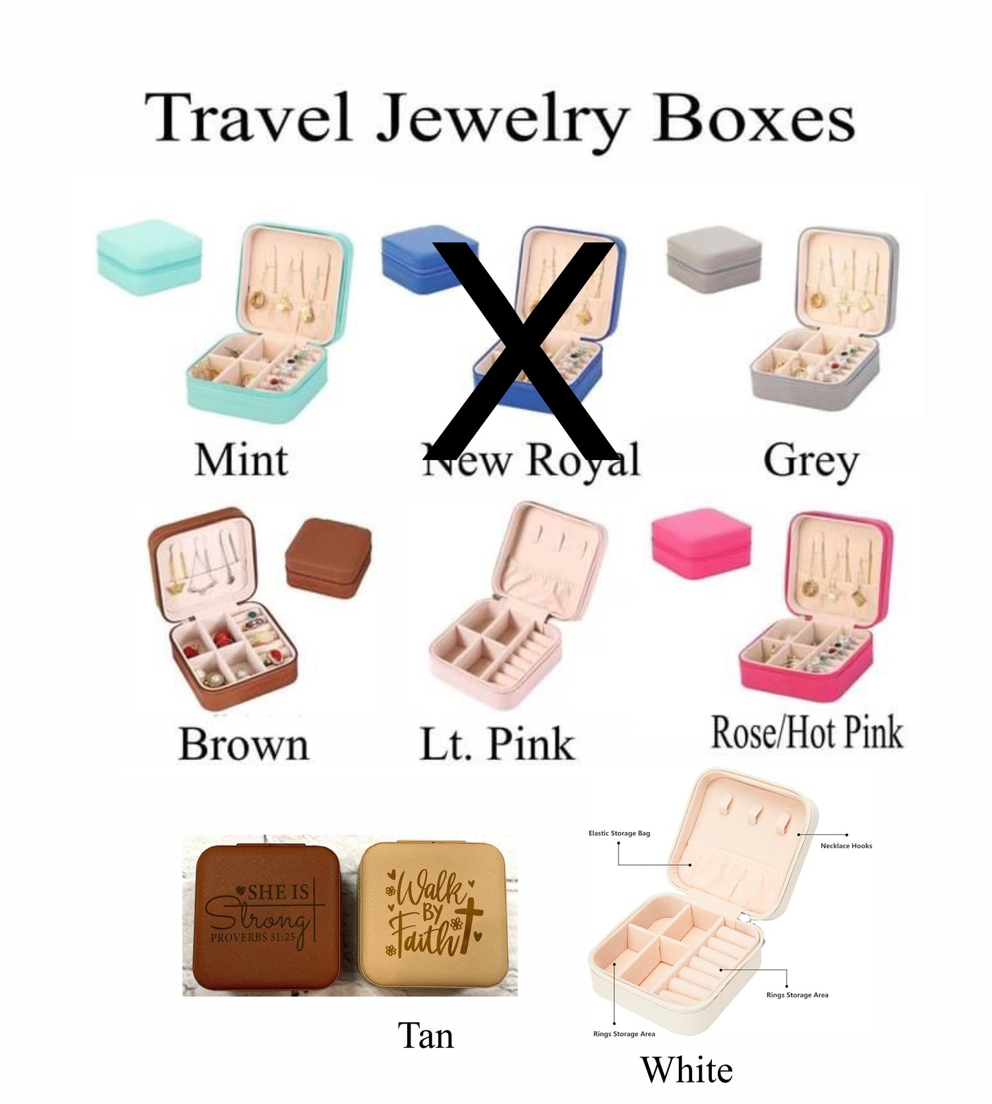 Laser Engraved Travel Jewelry Boxes