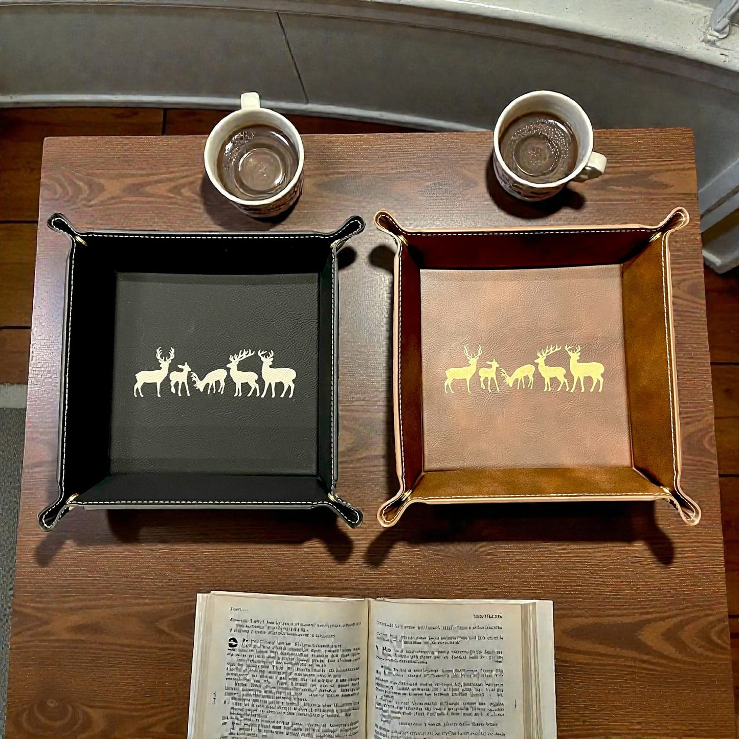 Personalized Laser Engraved  Catchall Leatherette Nightstand or Desk Tray - Valet Tray