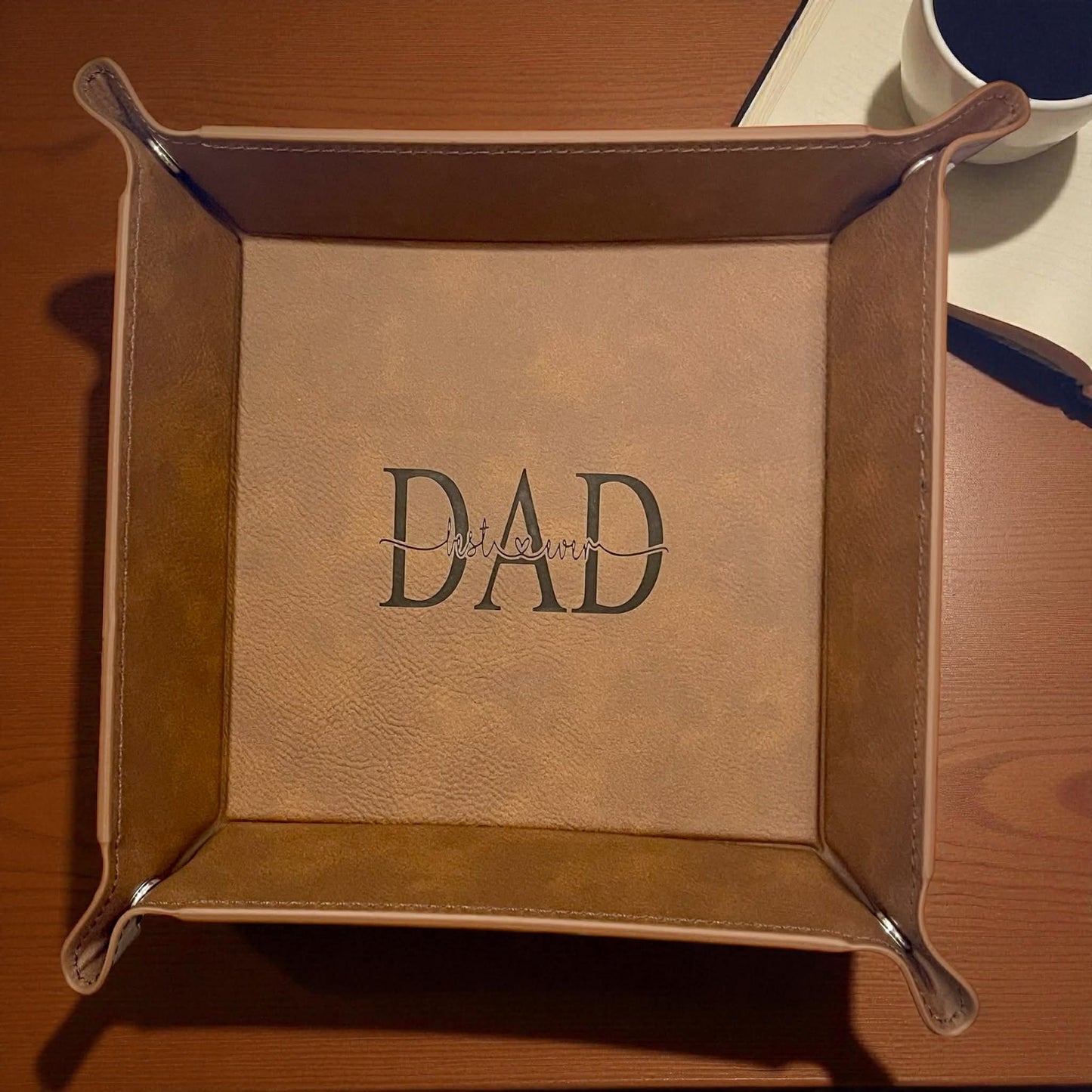 Personalized Laser Engraved  Catchall Leatherette Nightstand or Desk Tray - Valet Tray