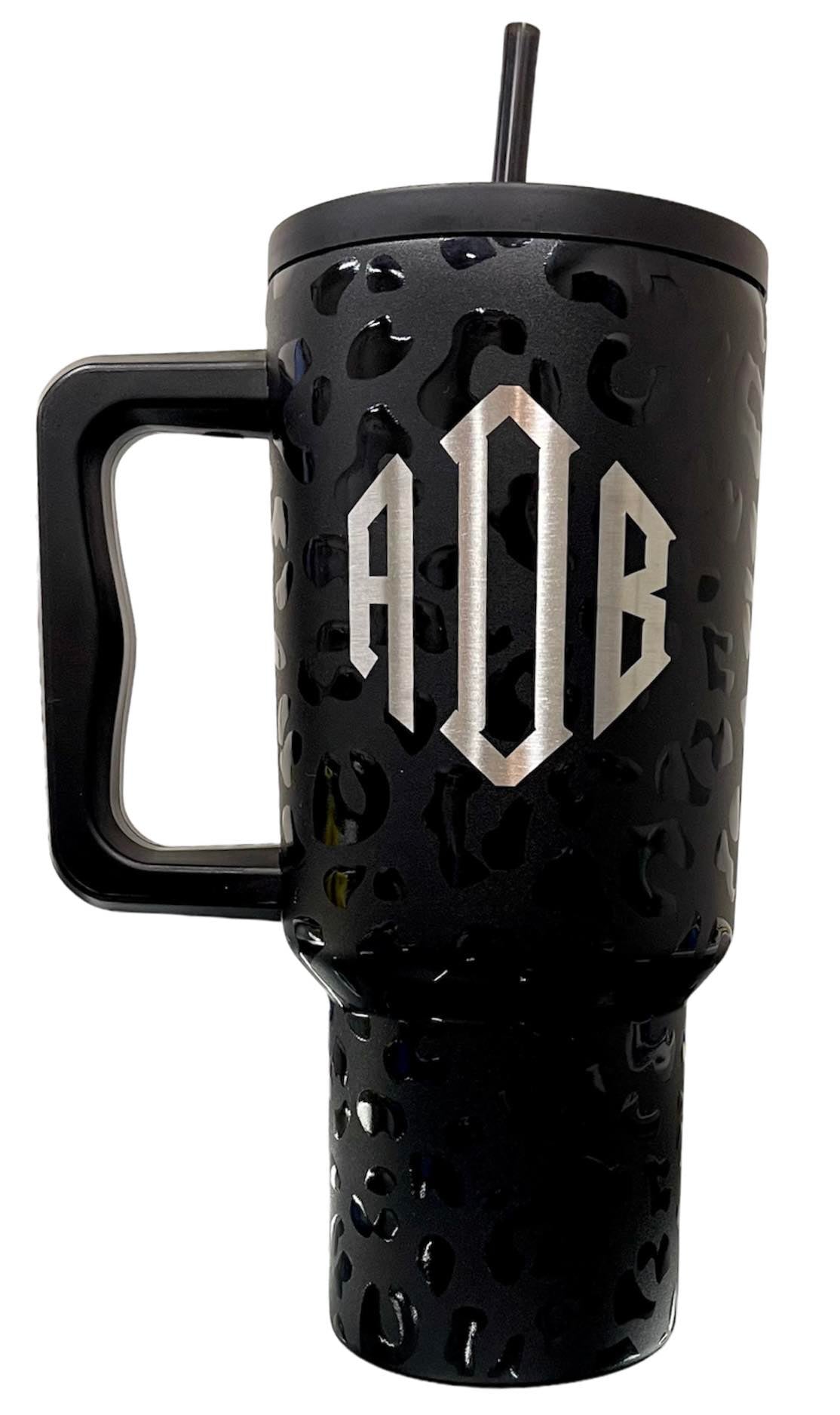 Personalized 30oz Laser Engraved Stainless Steel Simple Tumbler with Handle and Straw Lid