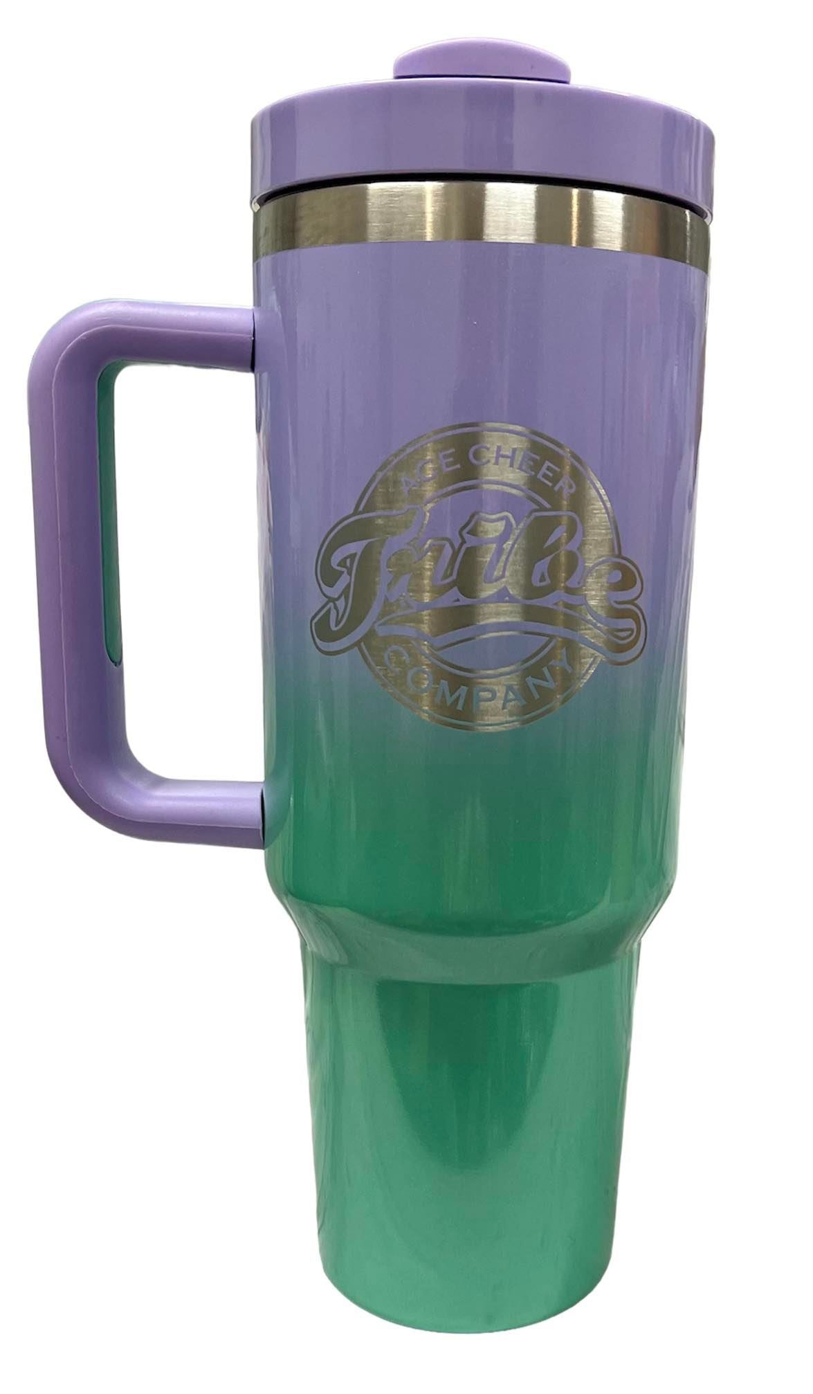 40oz Personalized Stainless Steel Ombre, Leopard, Fairyland Patterned Tumbler with Handle