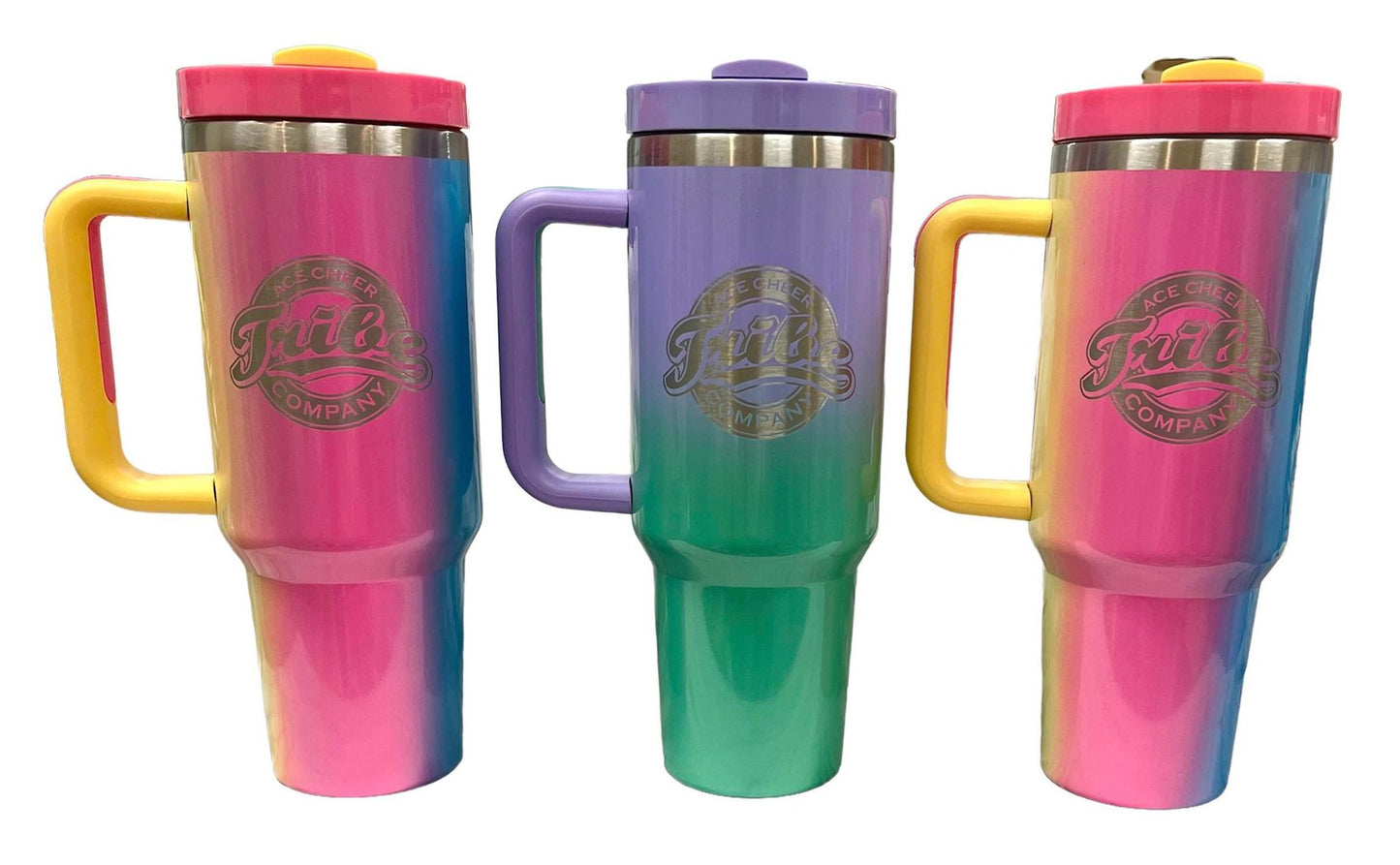 40oz Personalized Stainless Steel Ombre, Leopard, Fairyland Patterned Tumbler with Handle