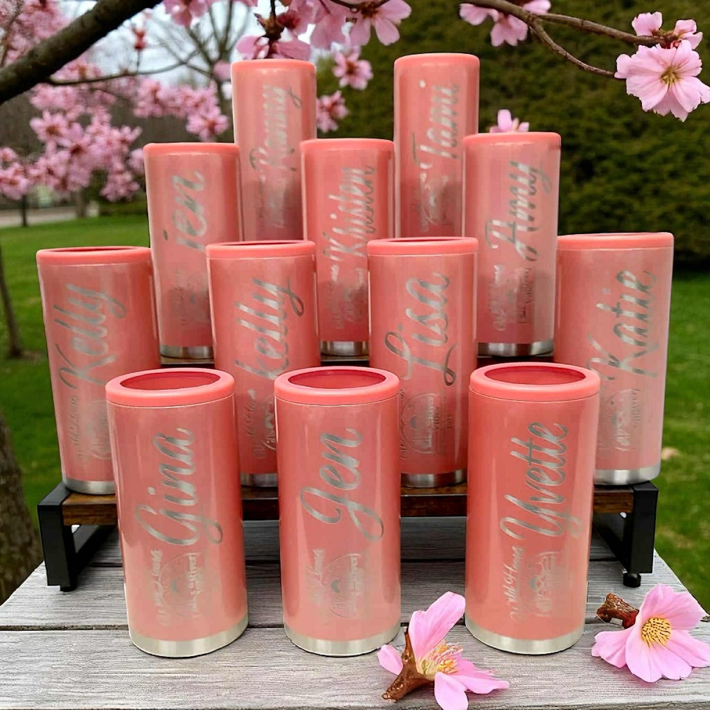 Personalized Laser Engraved Slim Stainless Steel Can Cooler for Seltzer, Energy Drinks and Skinny Beer Cans