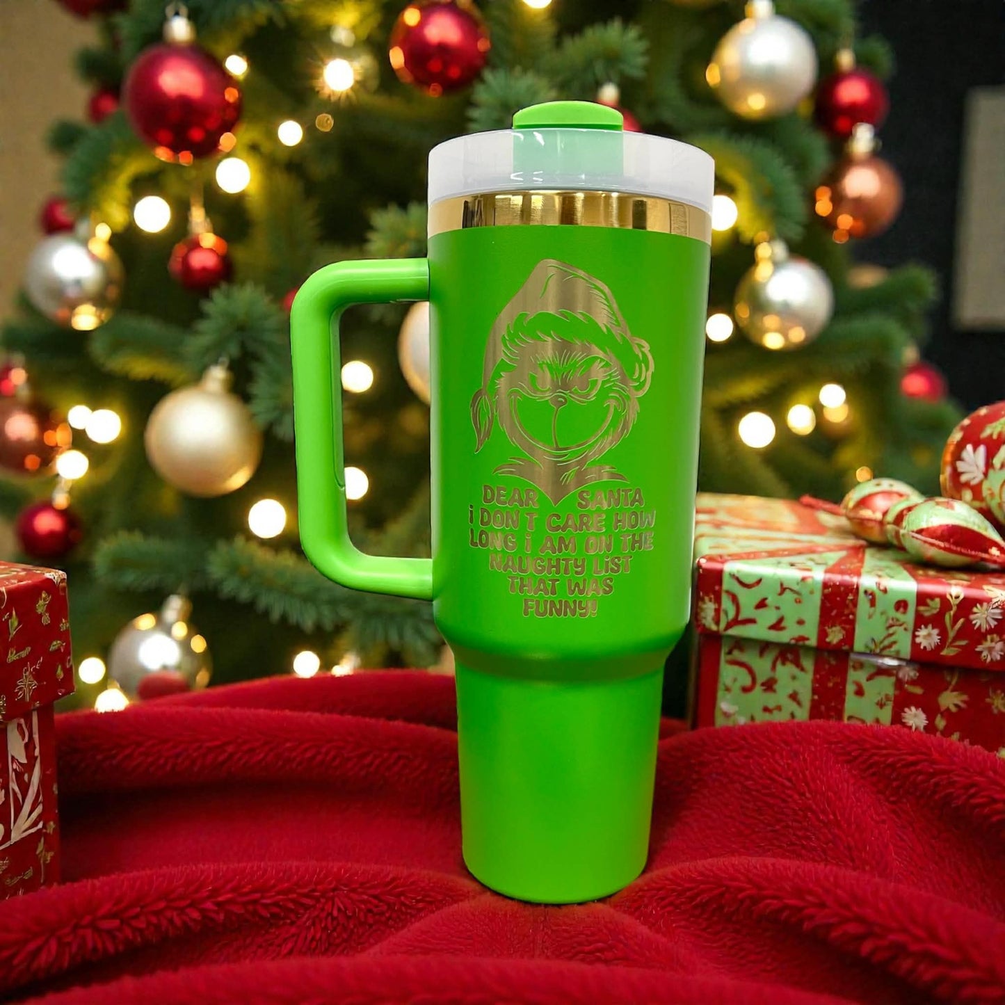 Personalized, Laser Engraved 40oz Stainless Steel Tumbler with Handle, New Color Plating Rainbow, Copper, Gold