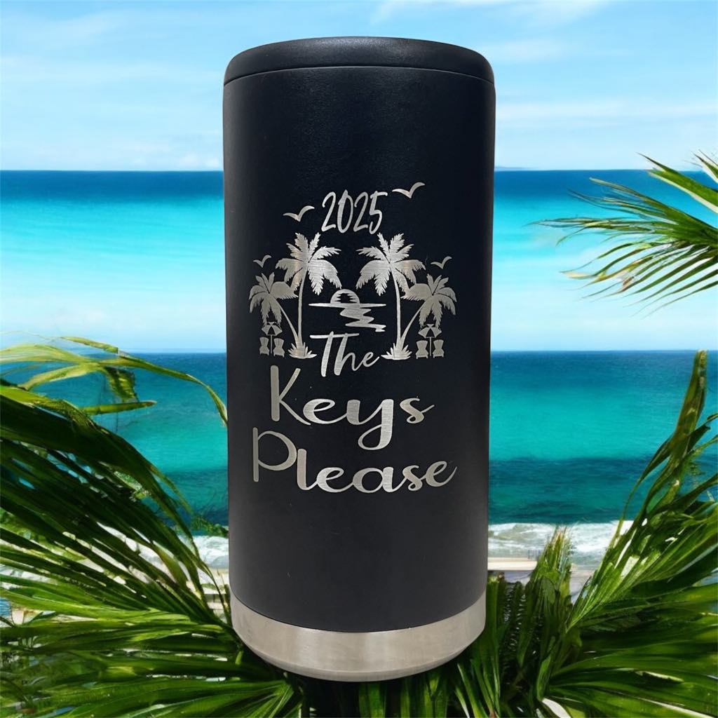 Personalized Laser Engraved Slim Stainless Steel Can Cooler for Seltzer, Energy Drinks and Skinny Beer Cans