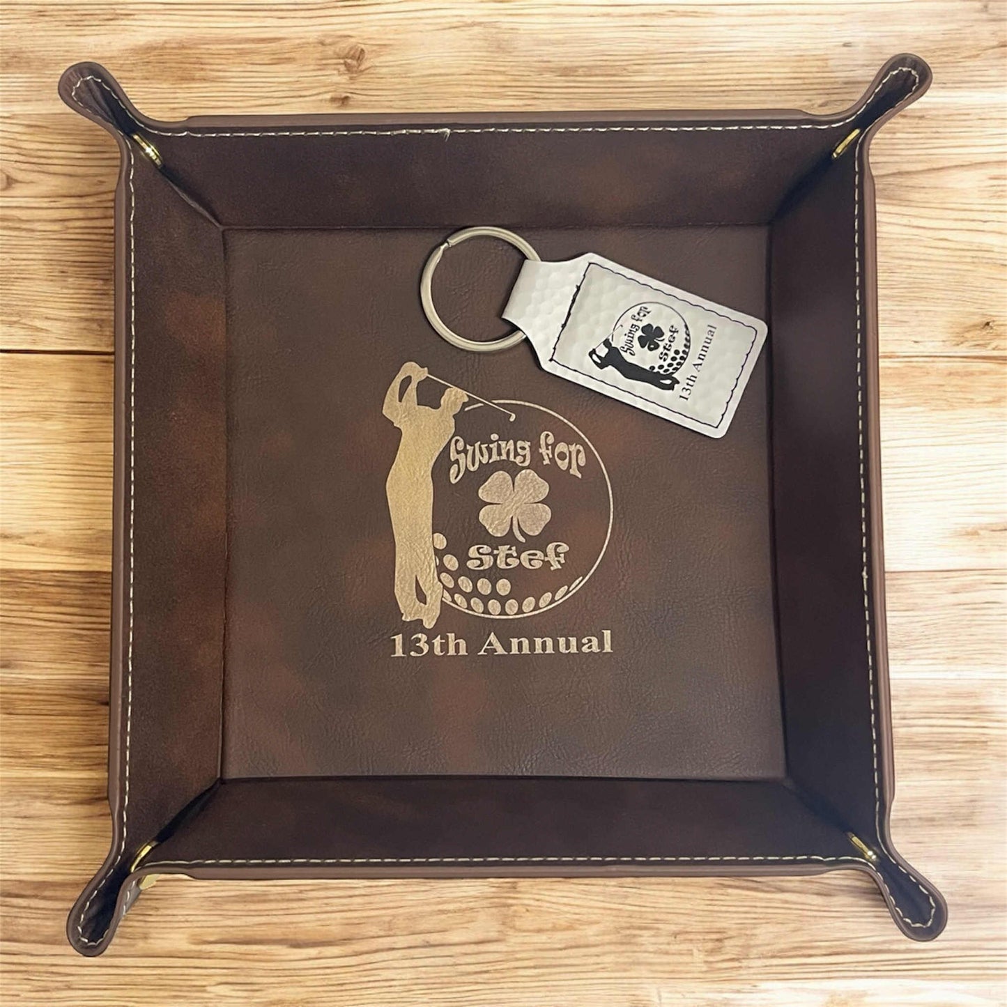 Personalized Laser Engraved  Catchall Leatherette Nightstand or Desk Tray - Valet Tray