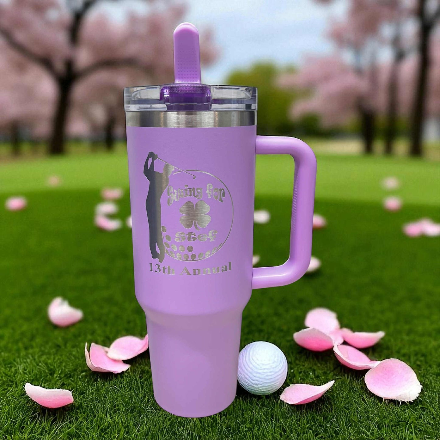 Personalized 40oz Stainless Steel Tumbler Spill Proof Flip Straw Laser Engraved Tumbler