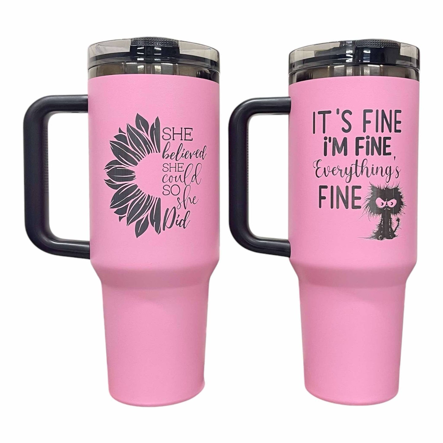 Personalized 40oz Stainless Steel Tumbler Spill Proof Flip Straw Laser Engraved Tumbler