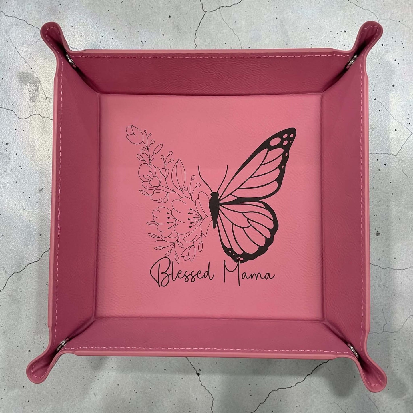 Personalized Laser Engraved  Catchall  Snap Tray Leatherette Nightstand or Desk Tray - Valet Tray