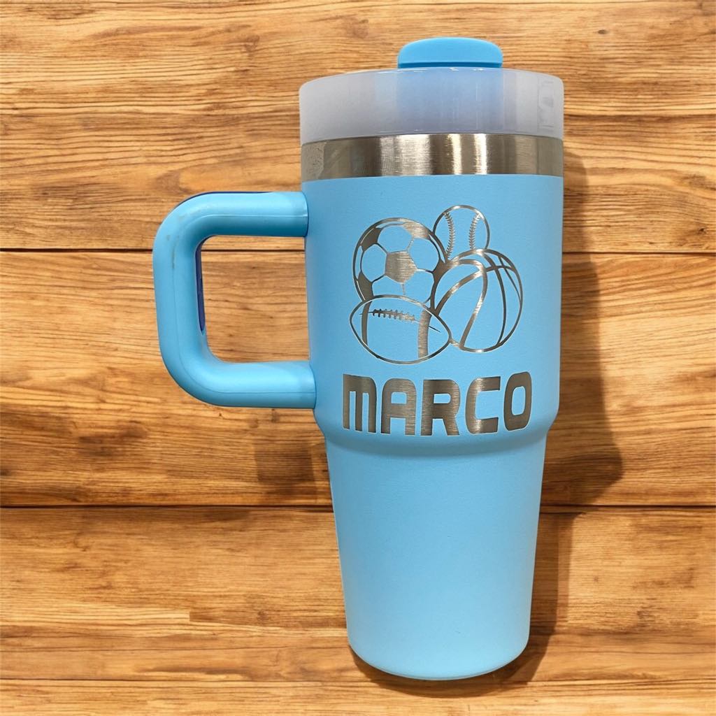 14oz Personalized Laser Engraved Kids Stainless Steel Tumbler with Handle