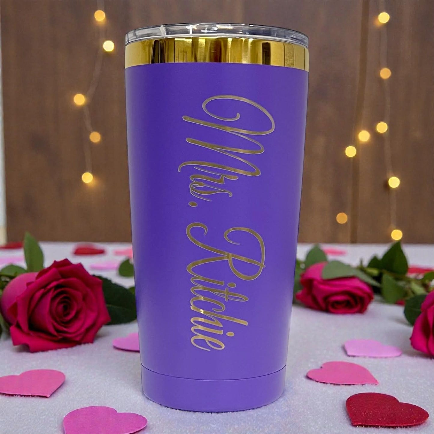 20oz Personalized Laser Engraved  Stainless Steel Tumblers, Gold and Copper Plated