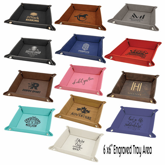 Personalized Laser Engraved Catchall Leatherette Nightstand or Desk Tray - Valet Tray