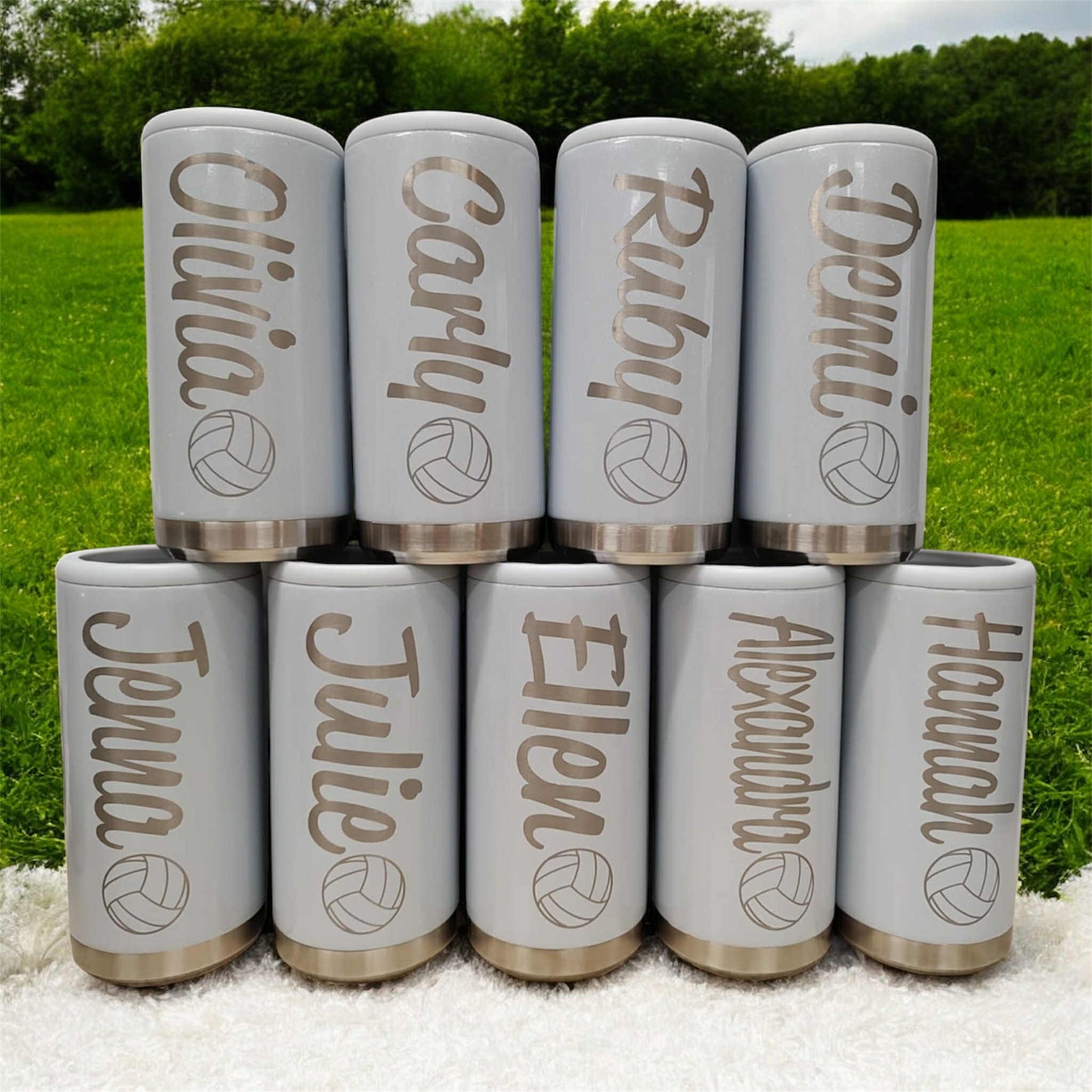 Personalized Laser Engraved Slim Stainless Steel Can Cooler for Seltzer, Energy Drinks and Skinny Beer Cans