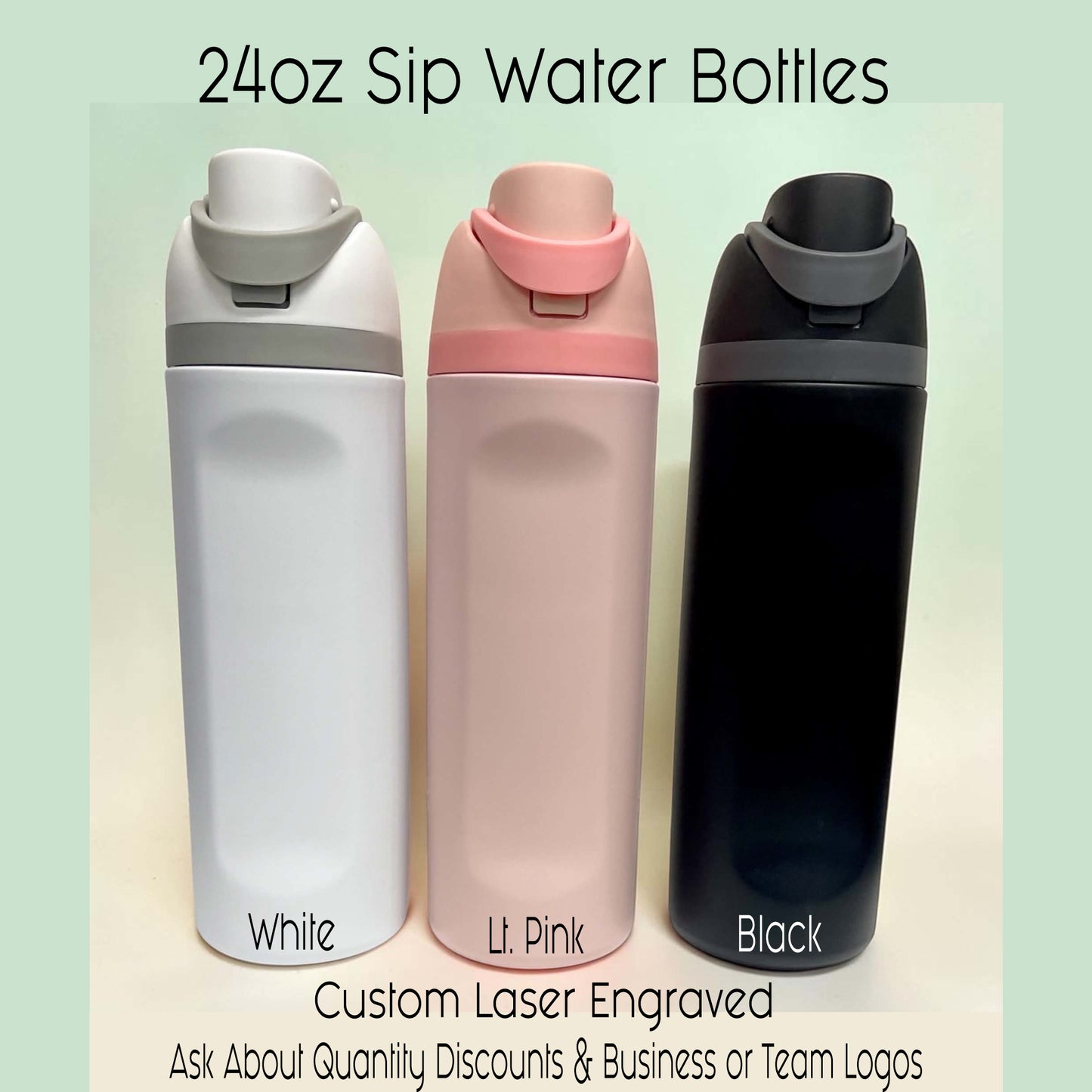 Personalized Tumbler 24 oz Laser Engraved Sip Water Bottle, Custom Sports Water Bottles