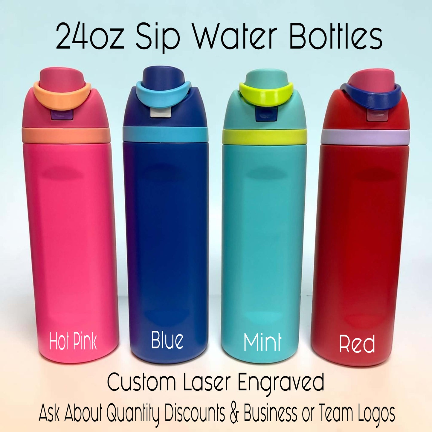 Personalized Tumbler 24 oz Laser Engraved Sip Water Bottle, Custom Sports Water Bottles