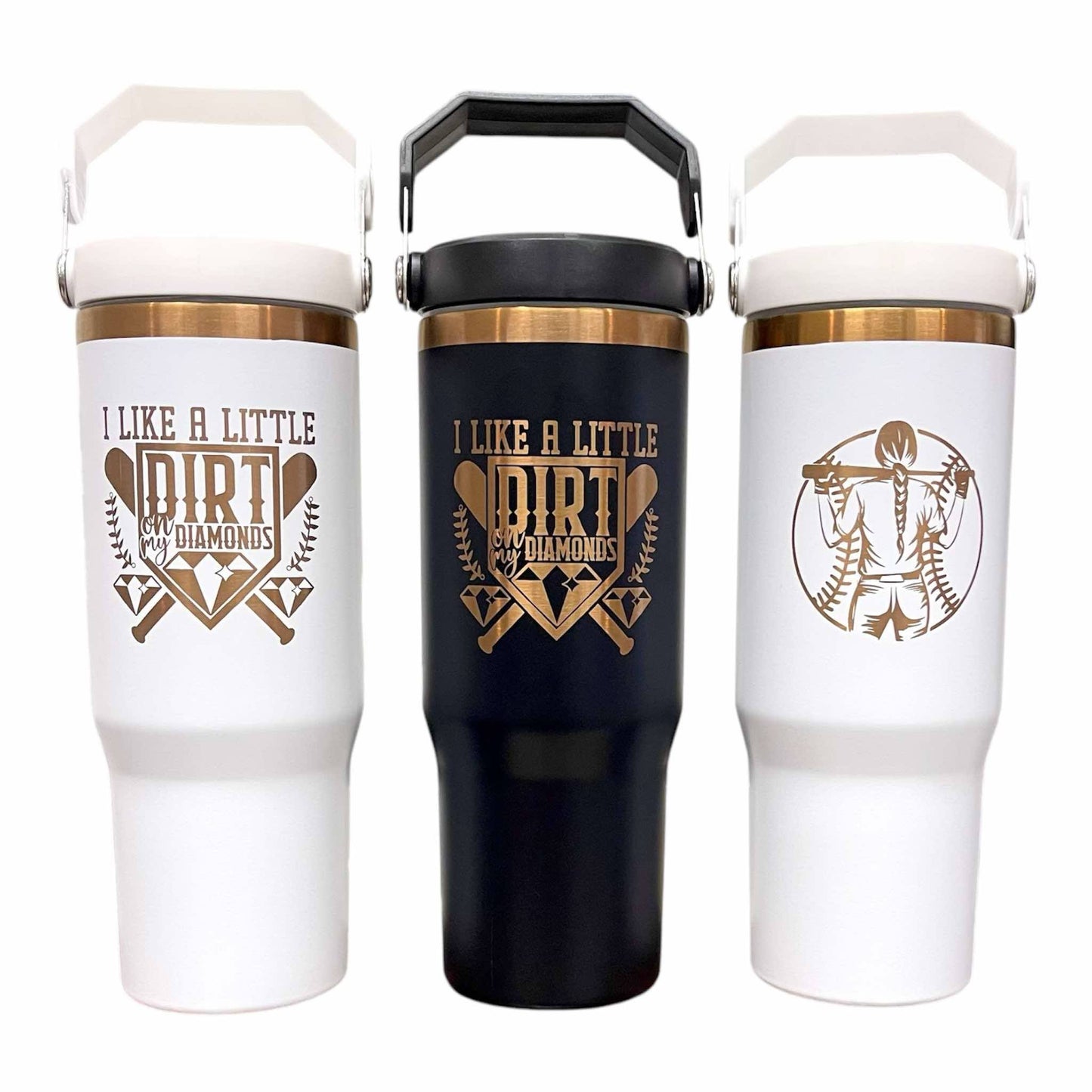 Personalized 30oz Insulated Tumbler, with Flip Straw  Laser Engraved Water Bottle Tumbler