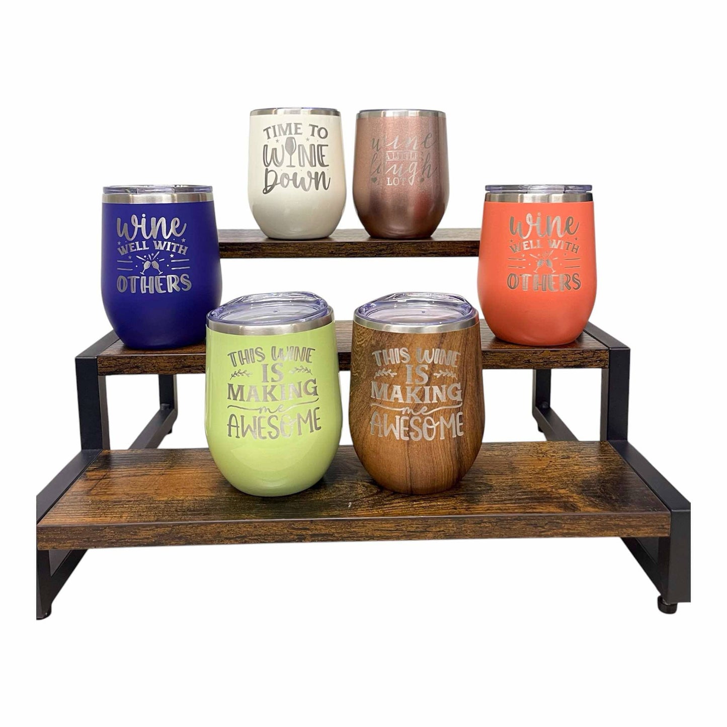 12oz Personalized Laser Engraved  Stainless Steel WineTumbler, Custom Wine Beverage Cup